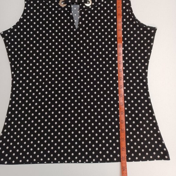 Women's Tommy Hilfiger Black & White Poka Dot Sleeveless Blouse Size Medium - Picture 9 of 9